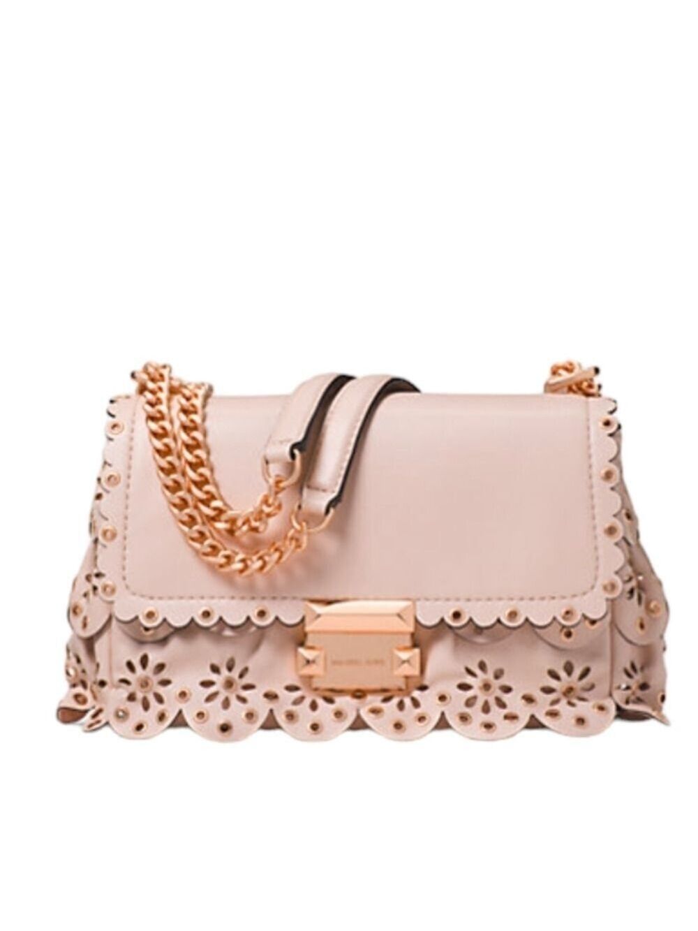 HP. Michael Kors Sloan Small Floral Scalloped Leather Shoulder/Crossbody Bag.